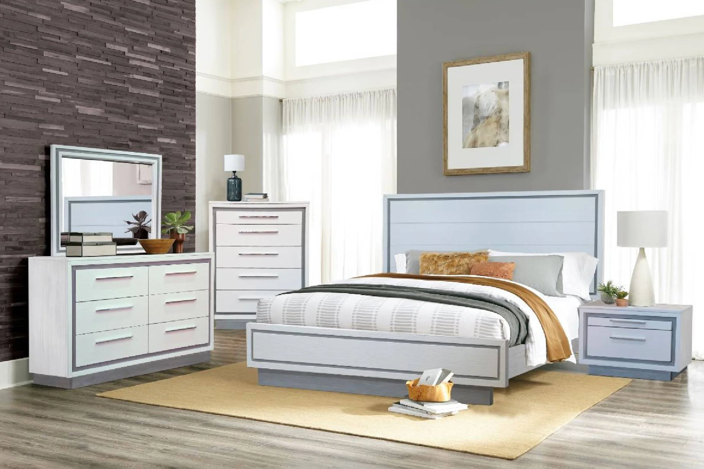 Serenity Cama Full & Gavetero con Espejo