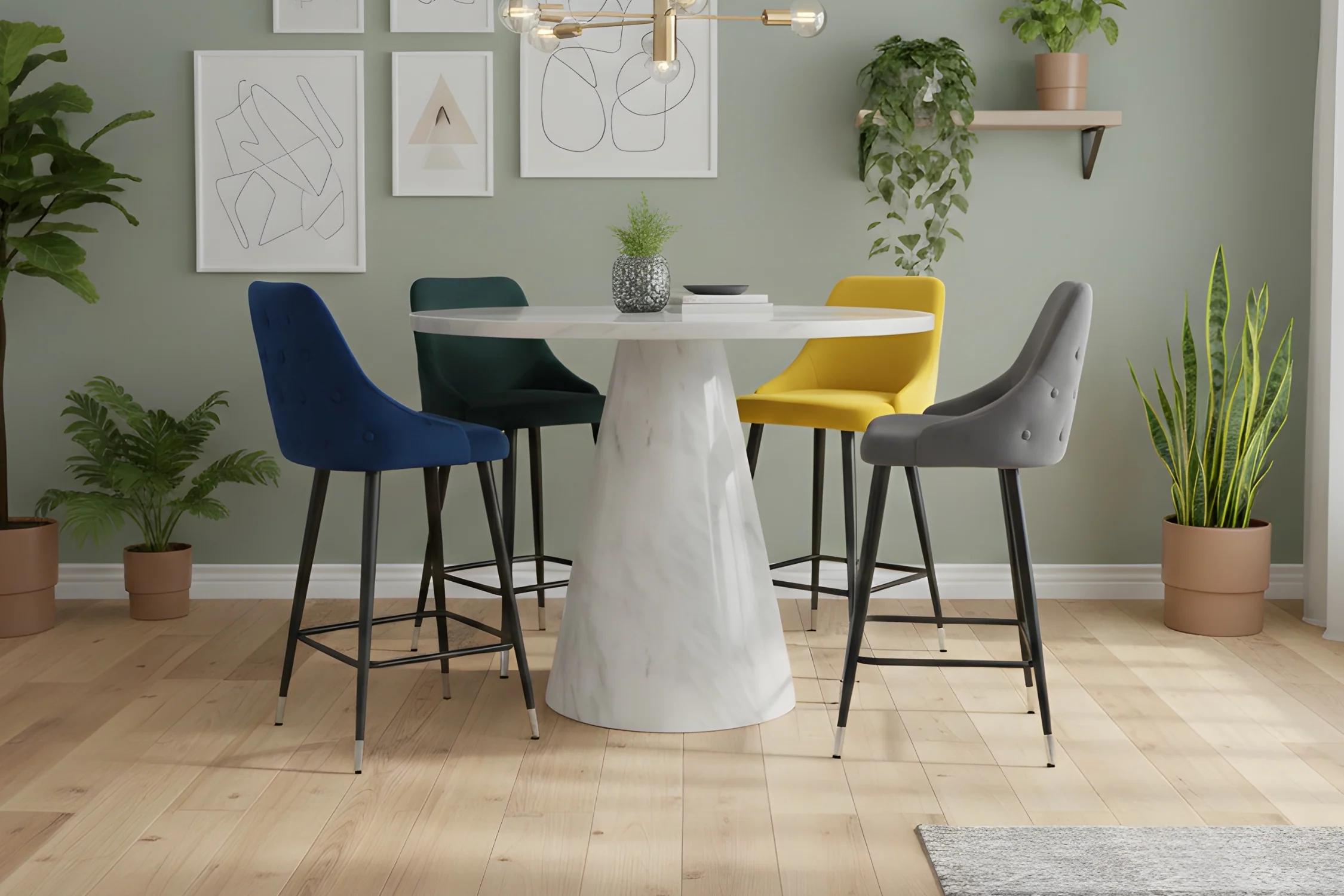 Bellini Mesa de Comedor Redonda "Counter Height" con 4 Taburete - Image 3