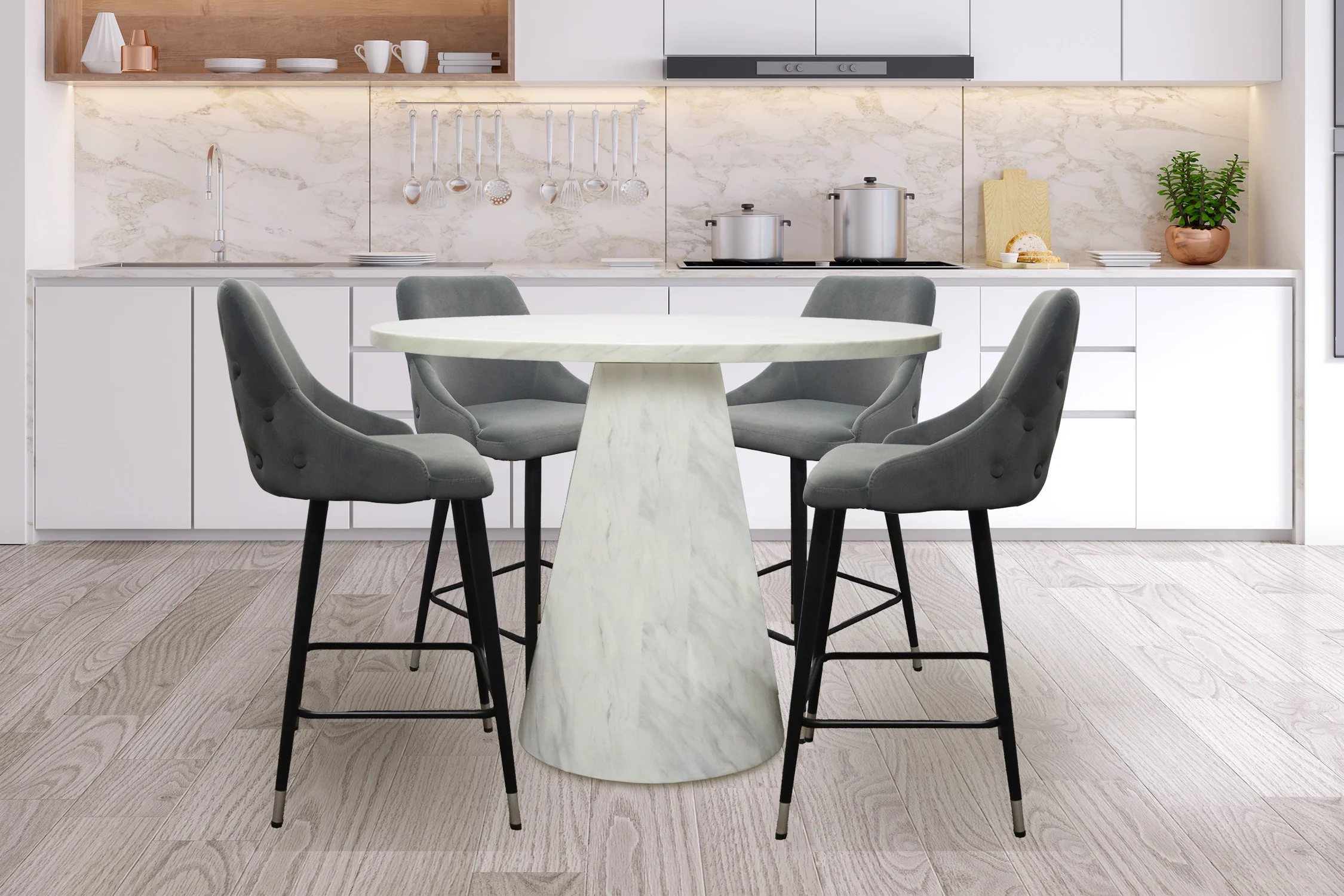 Bellini Mesa de Comedor Redonda "Counter Height" con 4 Taburete - Image 4