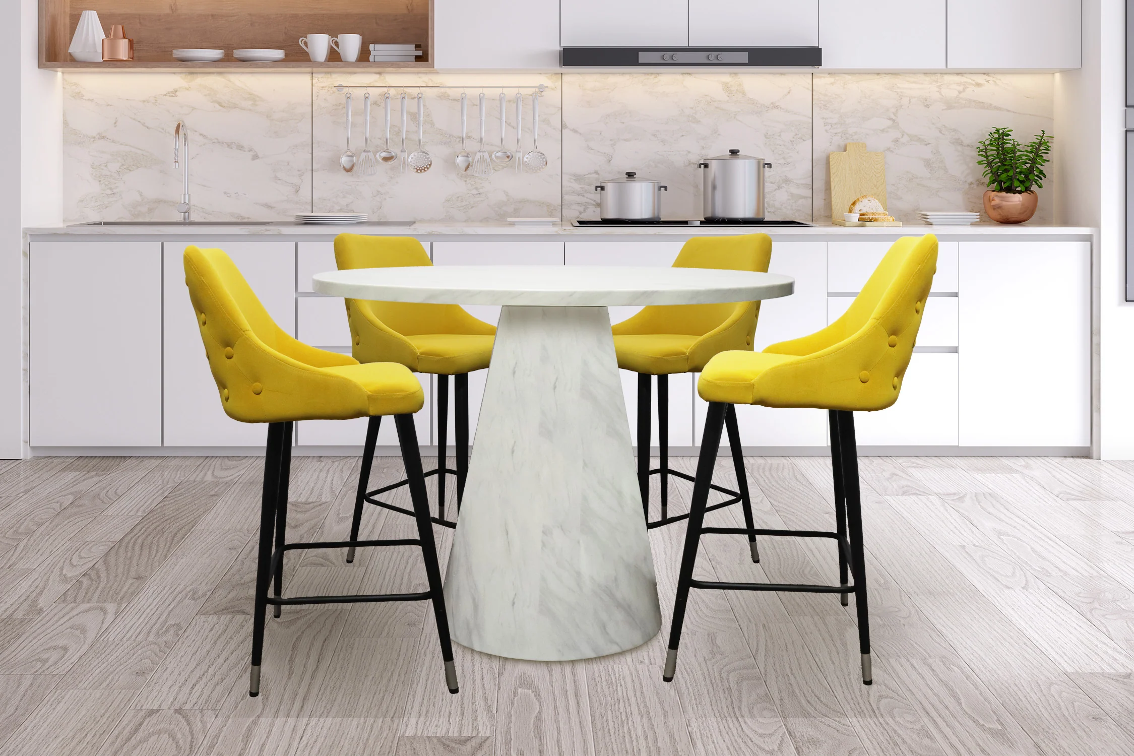 Bellini Mesa de Comedor Redonda "Counter Height" con 4 Taburete - Image 5