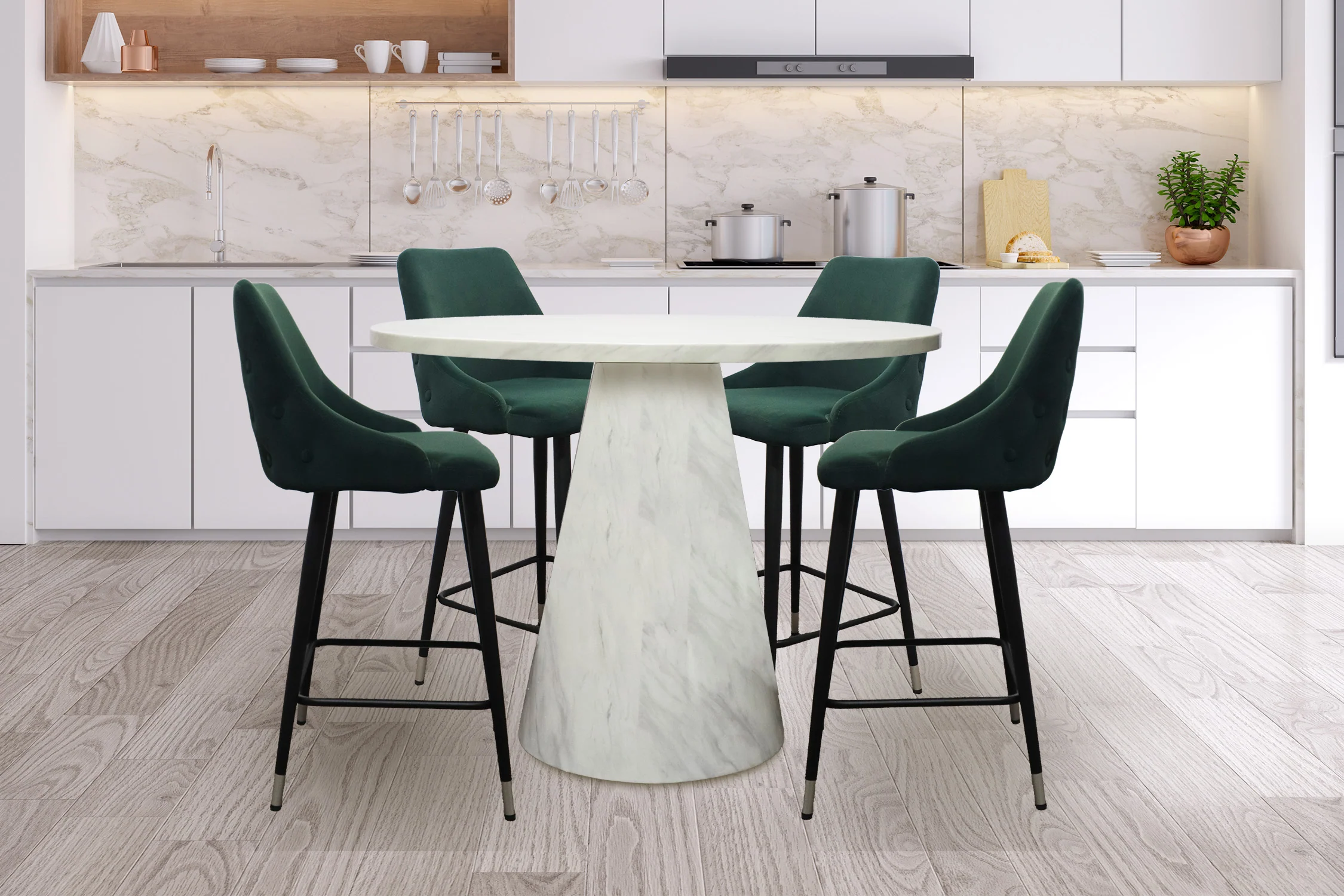 Bellini Mesa de Comedor Redonda "Counter Height" con 4 Taburete - Image 6
