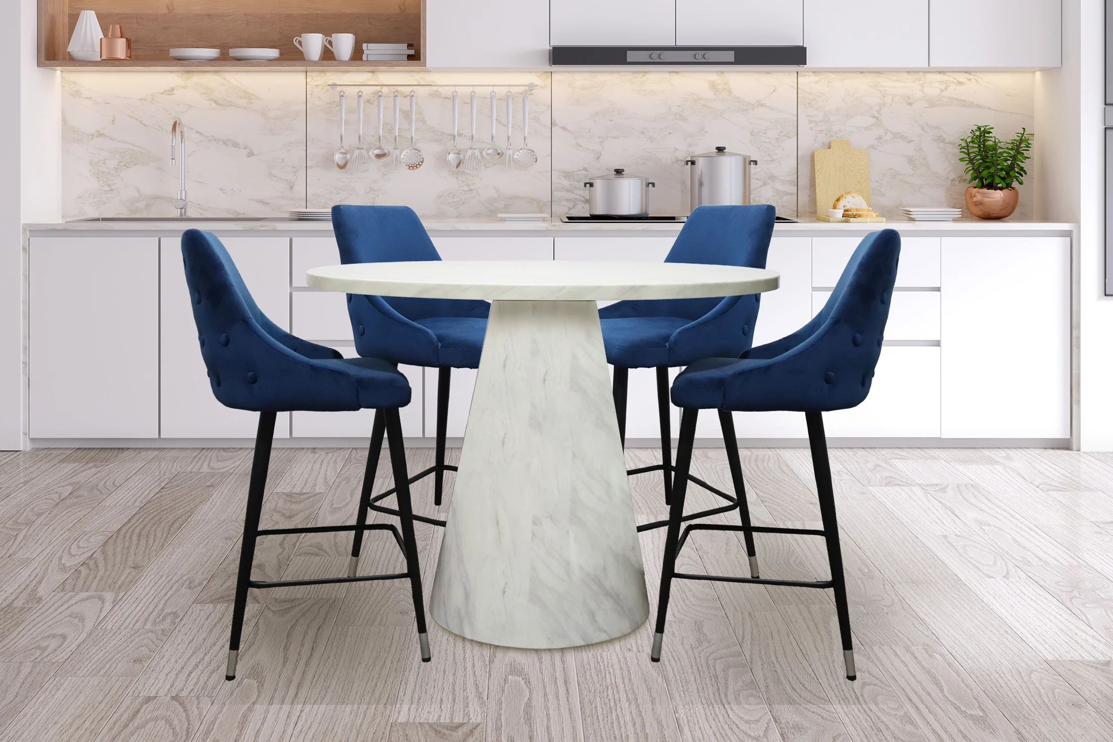 Bellini Mesa de Comedor Redonda "Counter Height" con 4 Taburete - Image 7