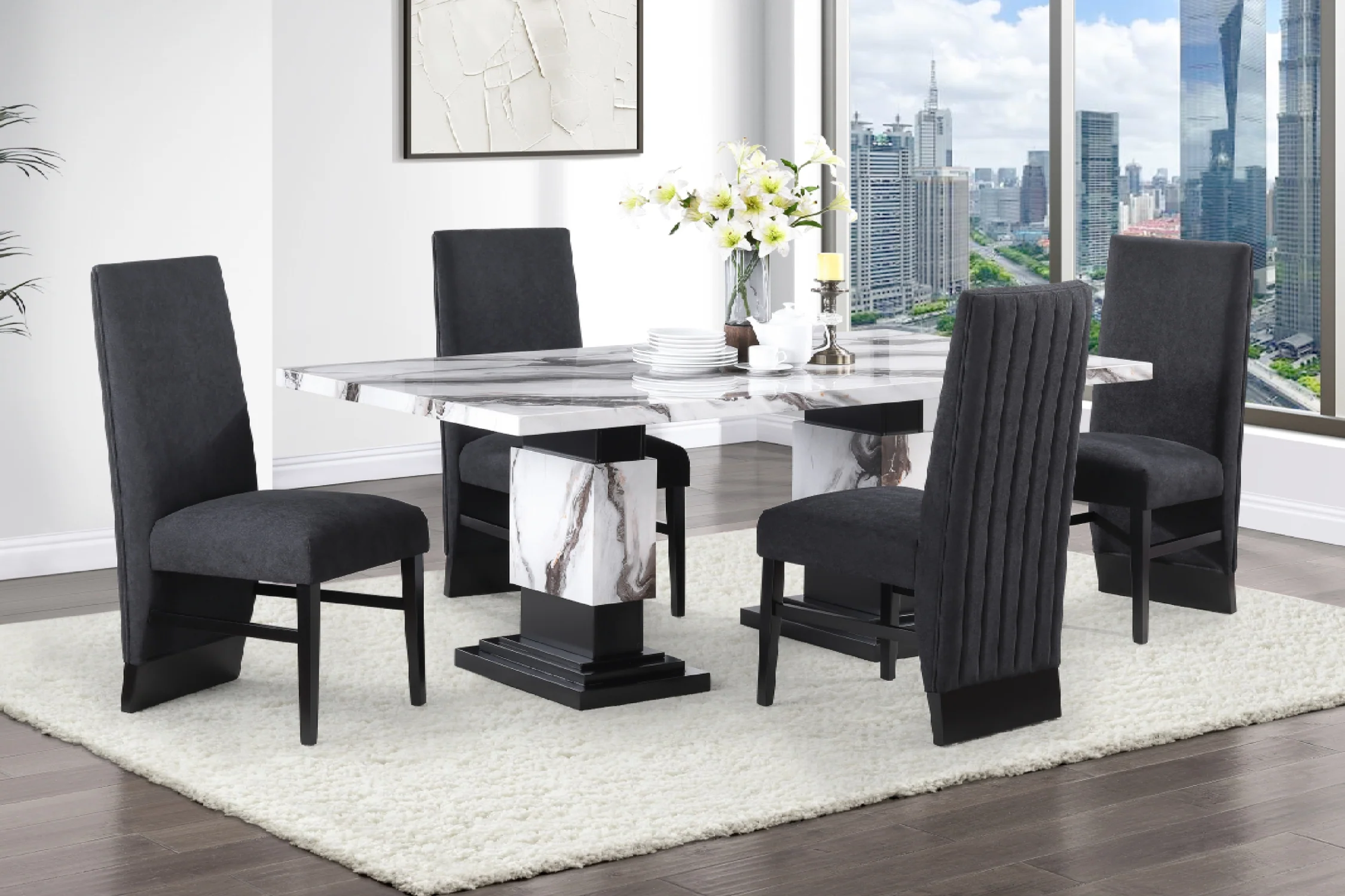 Goldie Mesa de Comedor Rectangular con 4 Sillas - Image 3