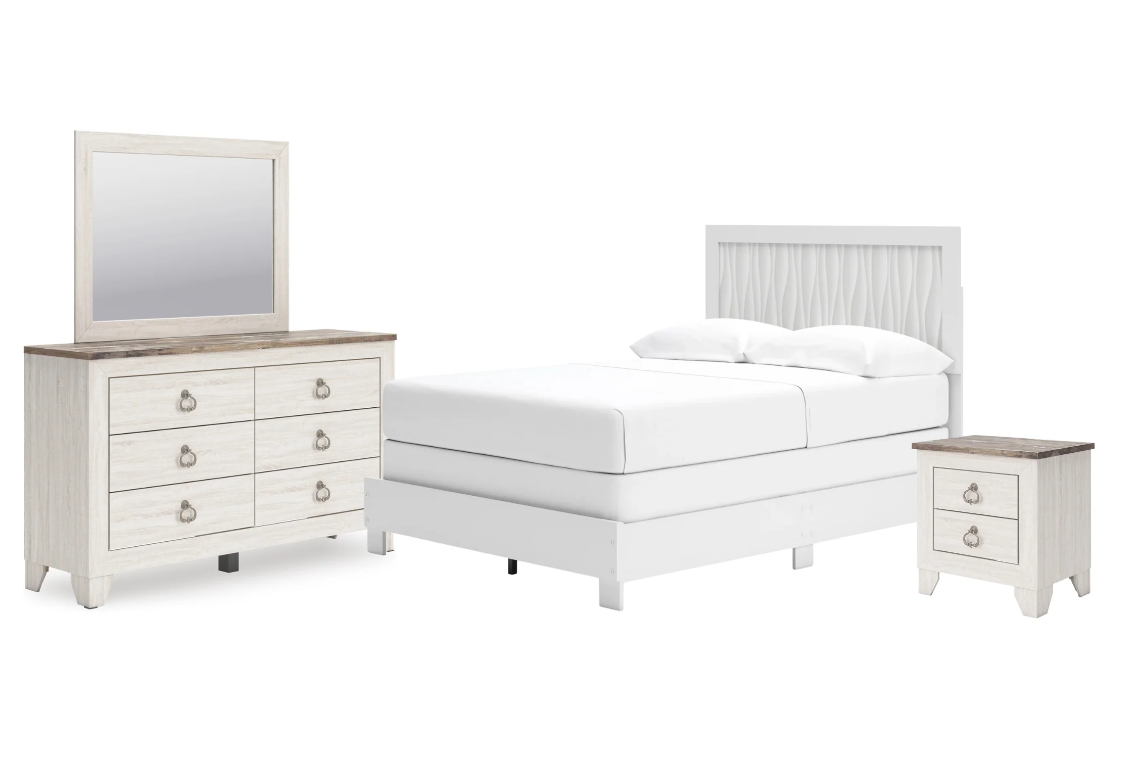 Laigmeyer Cama, Gavetero con Espejo & Mesa de Noche