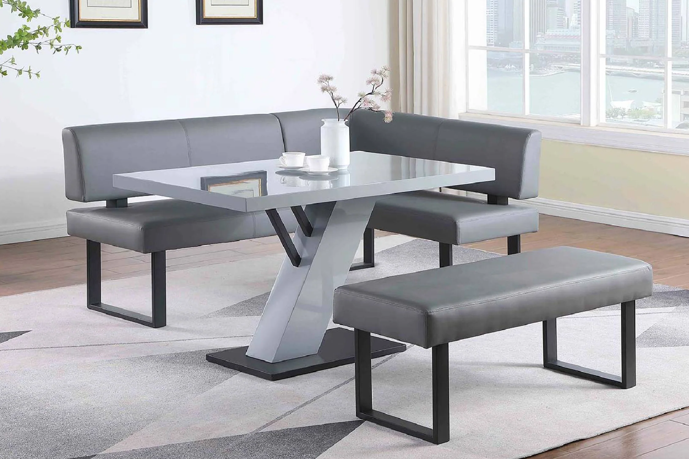 Linden Mesa de Comedor con Bench & Bench de forma "L" - Image 2