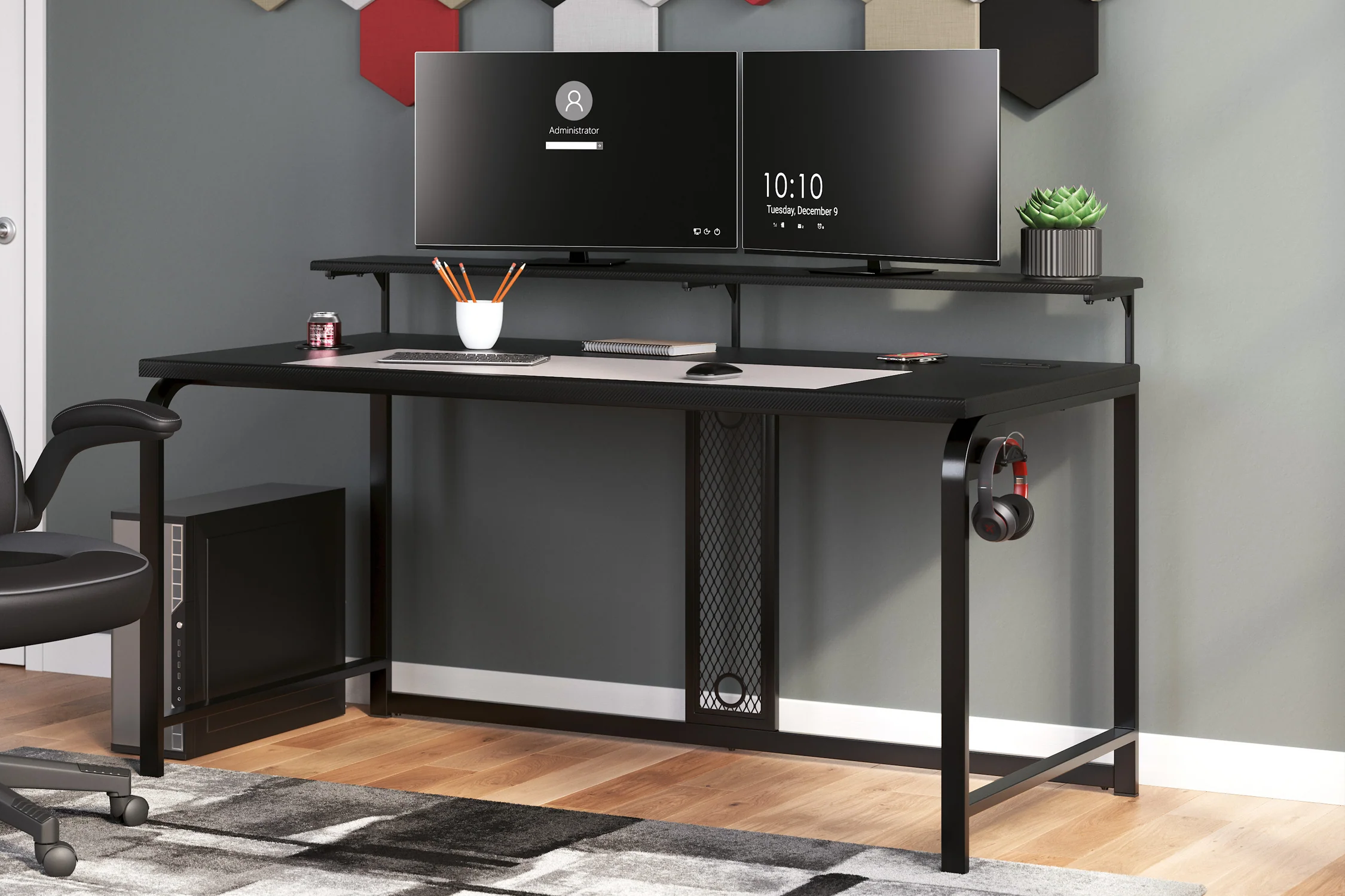 Lynxtyn Escritorio de 63" con Soporte Elevado para Monitor - Image 2