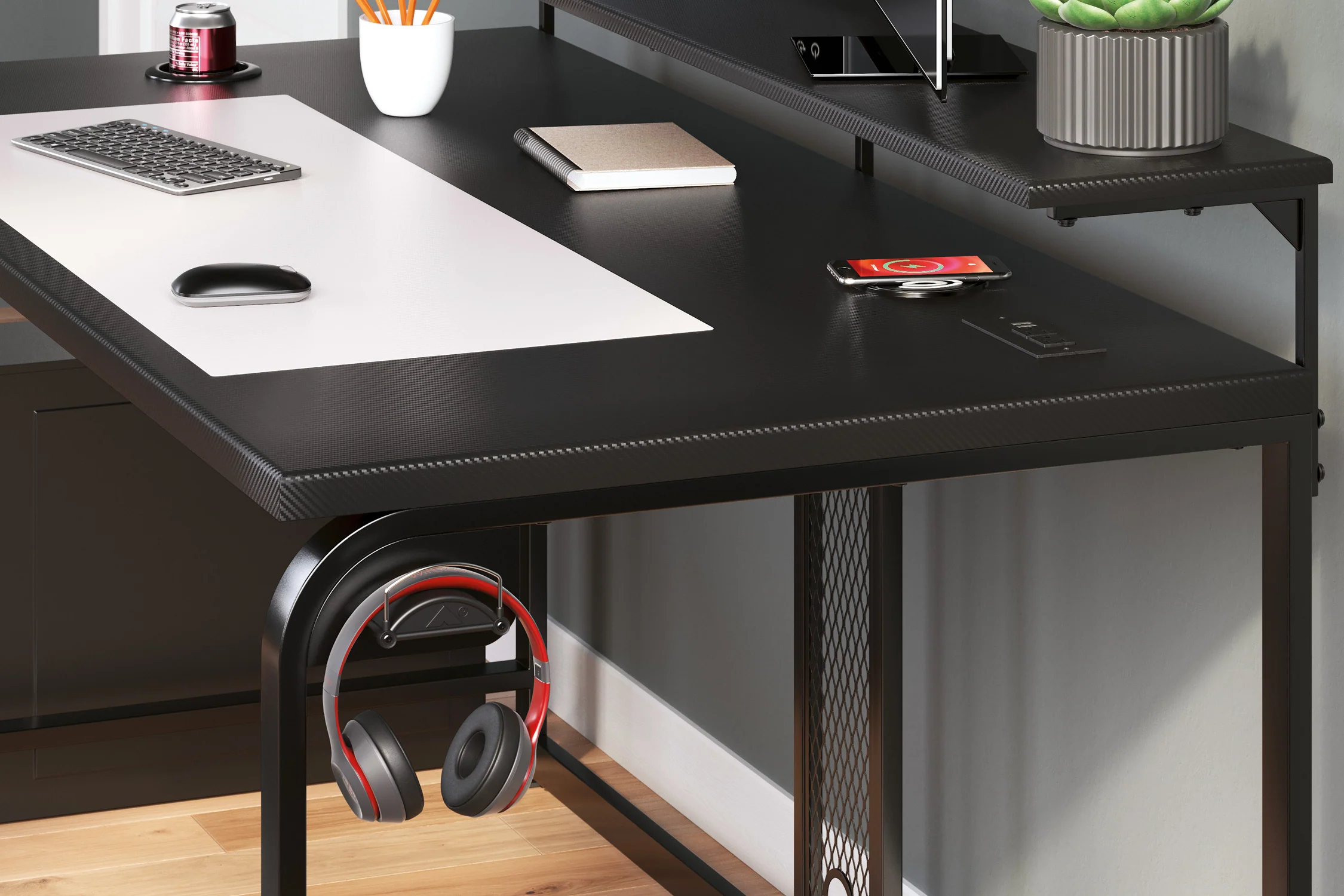 Lynxtyn Escritorio de 63" con Soporte Elevado para Monitor - Image 7