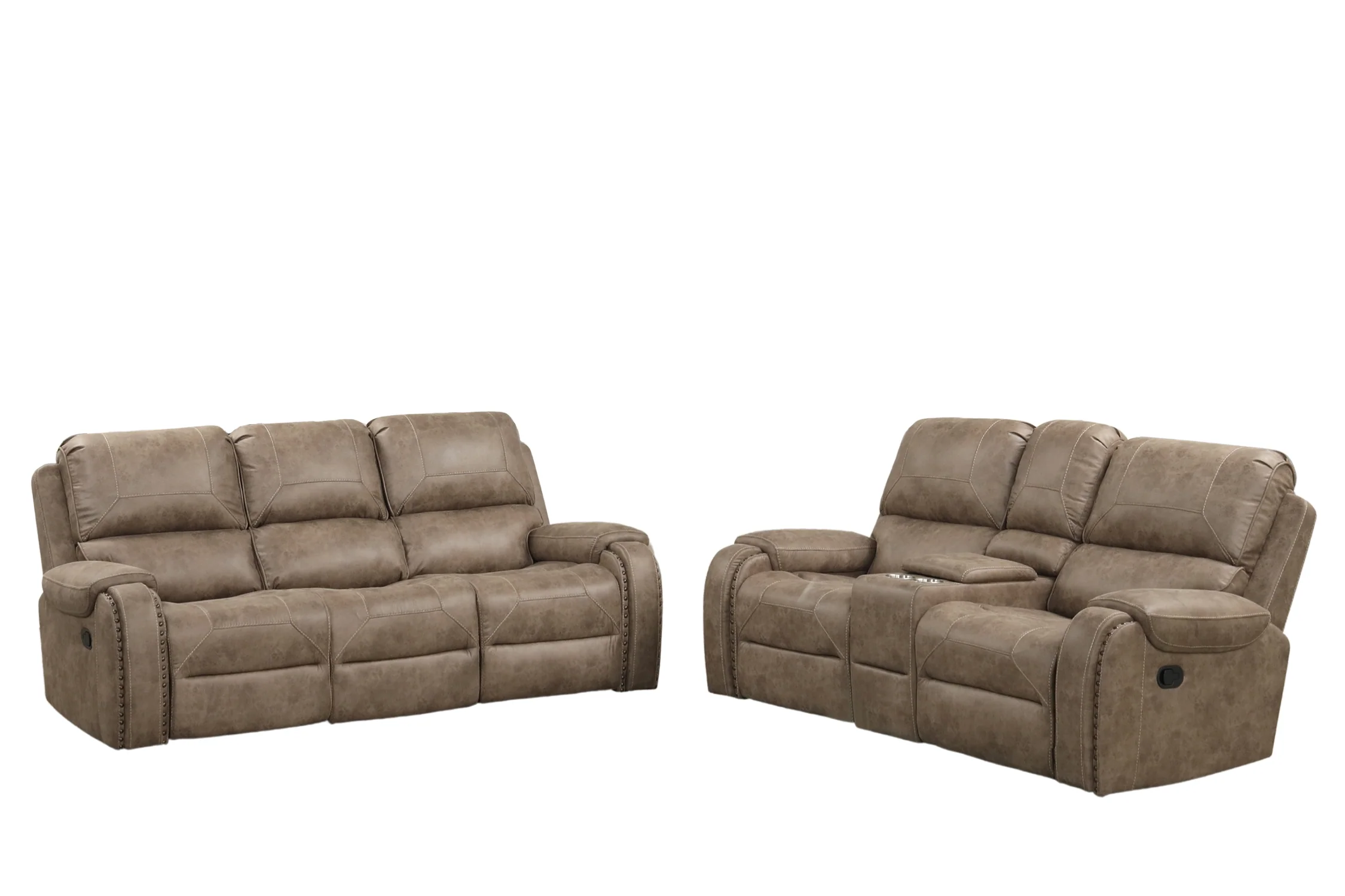 Sofá & Loveseat con Consola Reclinable