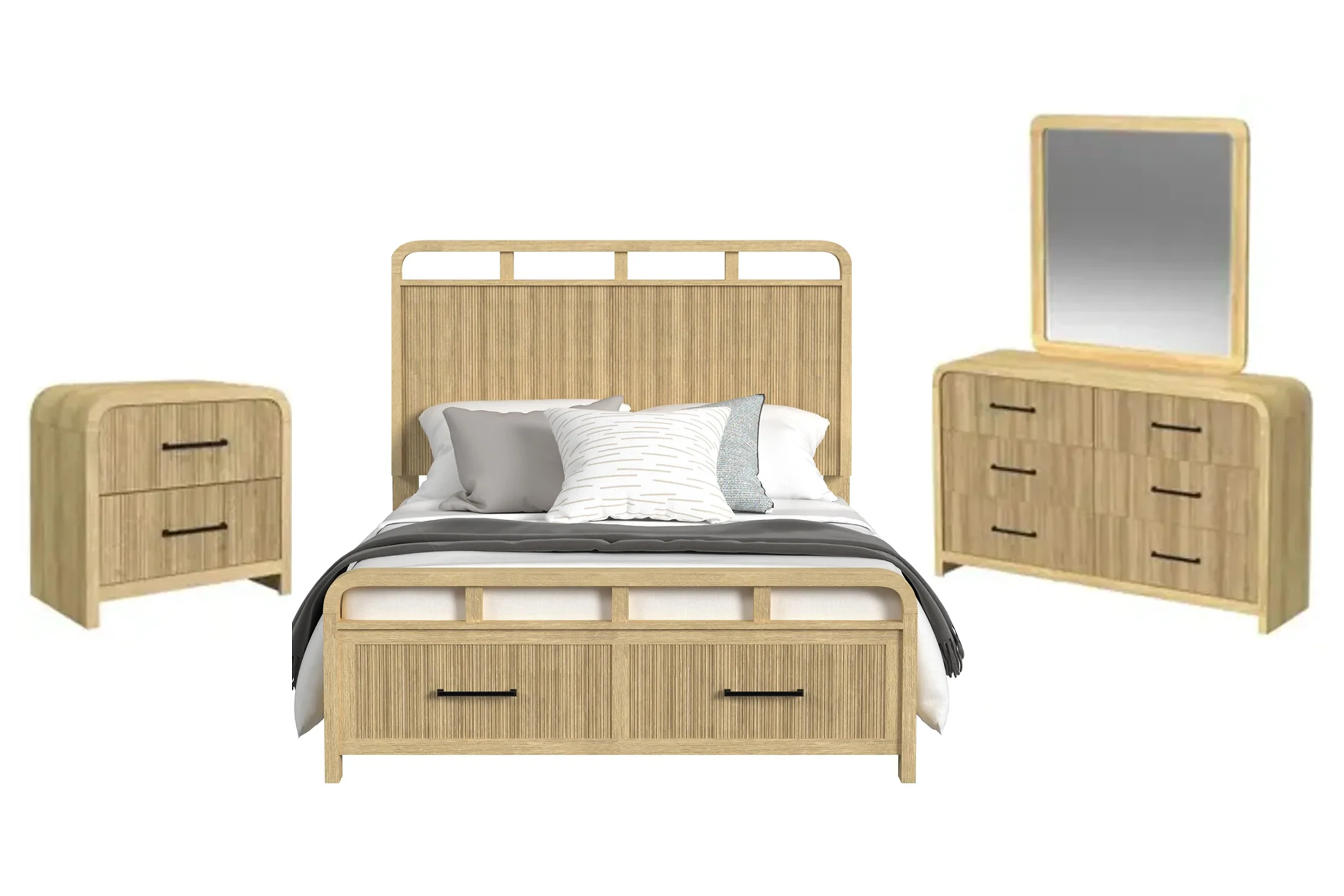 Ridgemont Cama Full, Gavetero con Espejo & Mesa de Noche