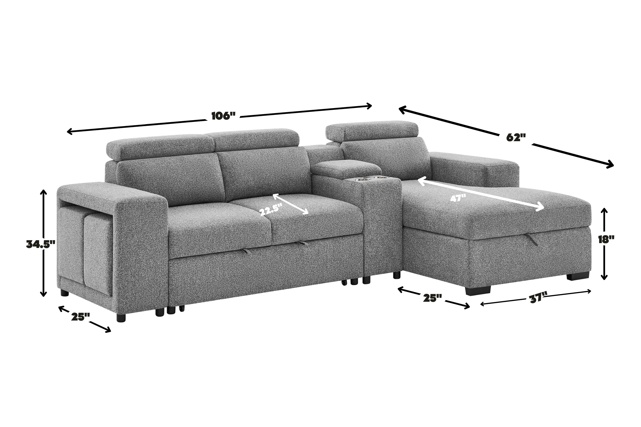 Sofá Cama Deslizable con Consola & USB - Image 9