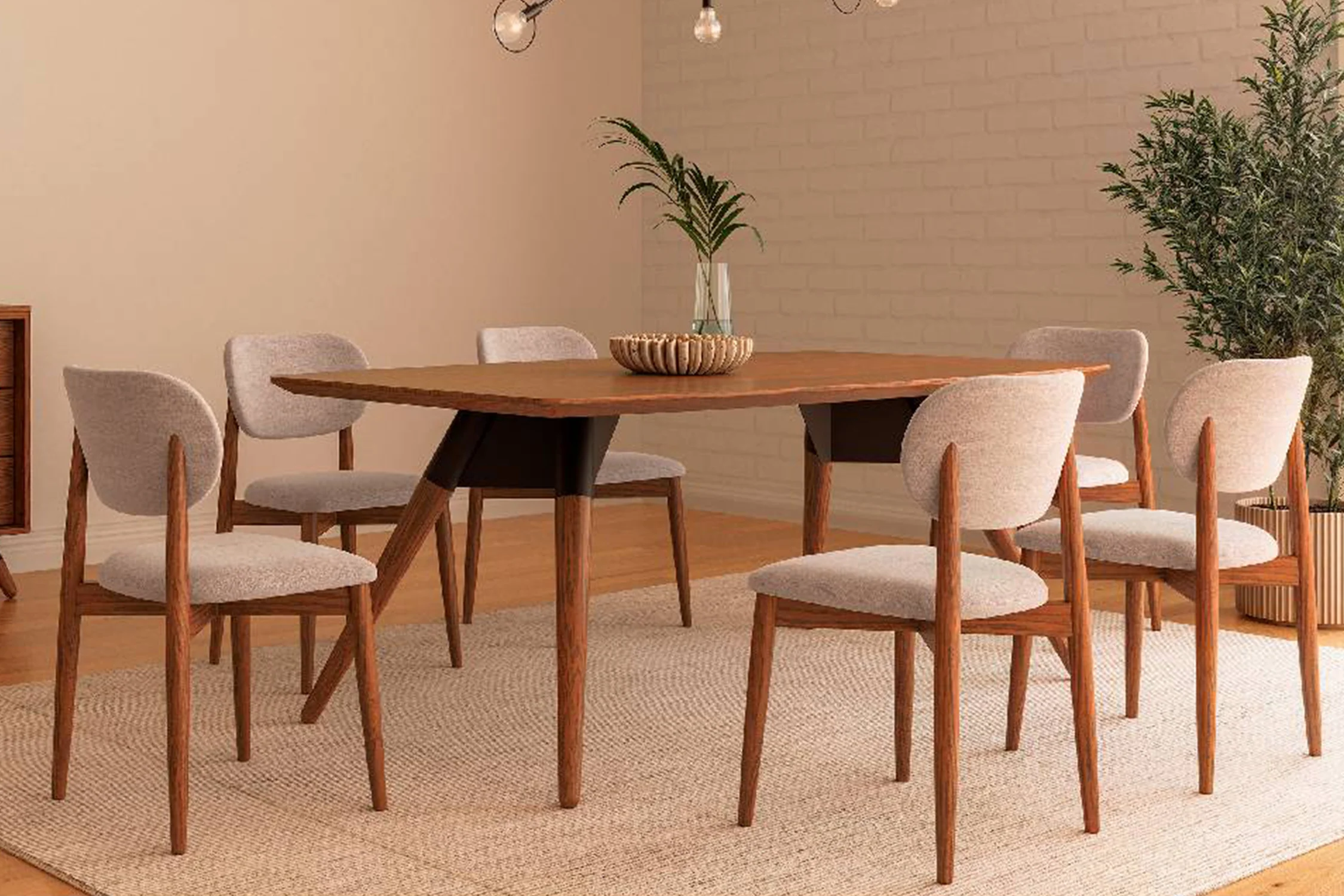 Westbrook Mesa de Comedor Rectangular con 4 Sillas | Madera Sólida